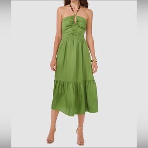 NWT 1. State Women's Green Beaded Cutout Self-Tie Halter A-Line Dress Size 2